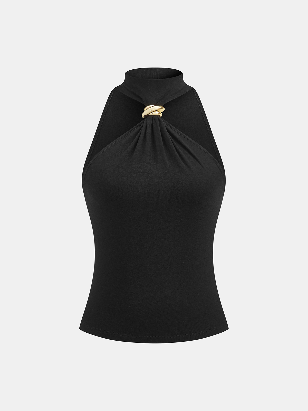 Metal Detail Halter Neck Fitted Top for Evening Wear