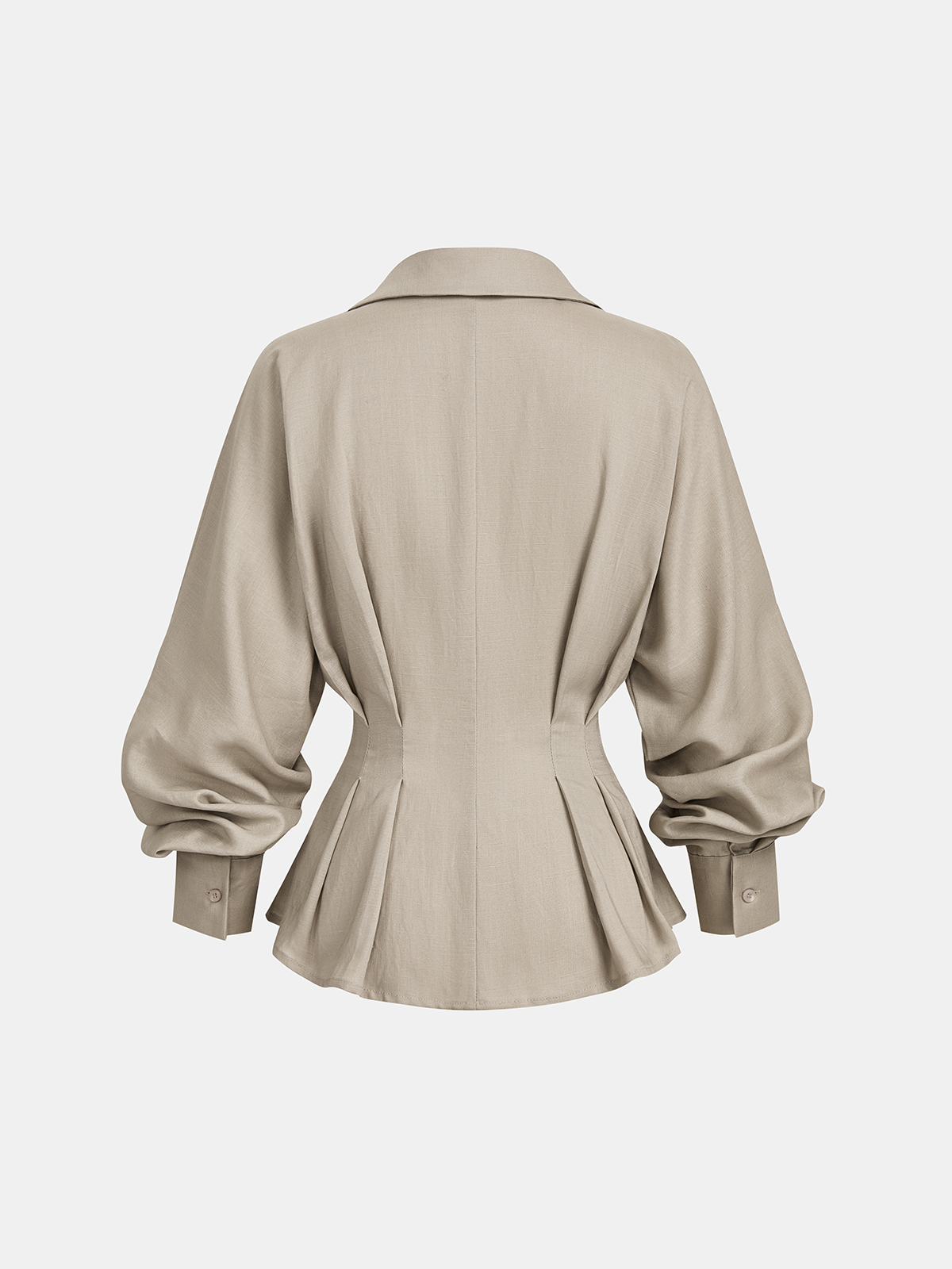 Linen Blend Balloon Sleeve Wrap Blouse for Women Casual Fit