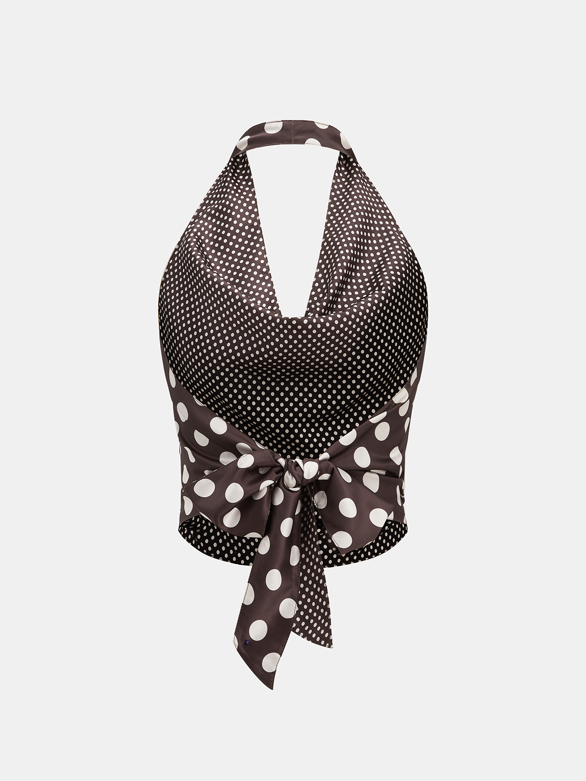 Polka Dot Backless Halter Satin Top Women's Fashion Trendy Style