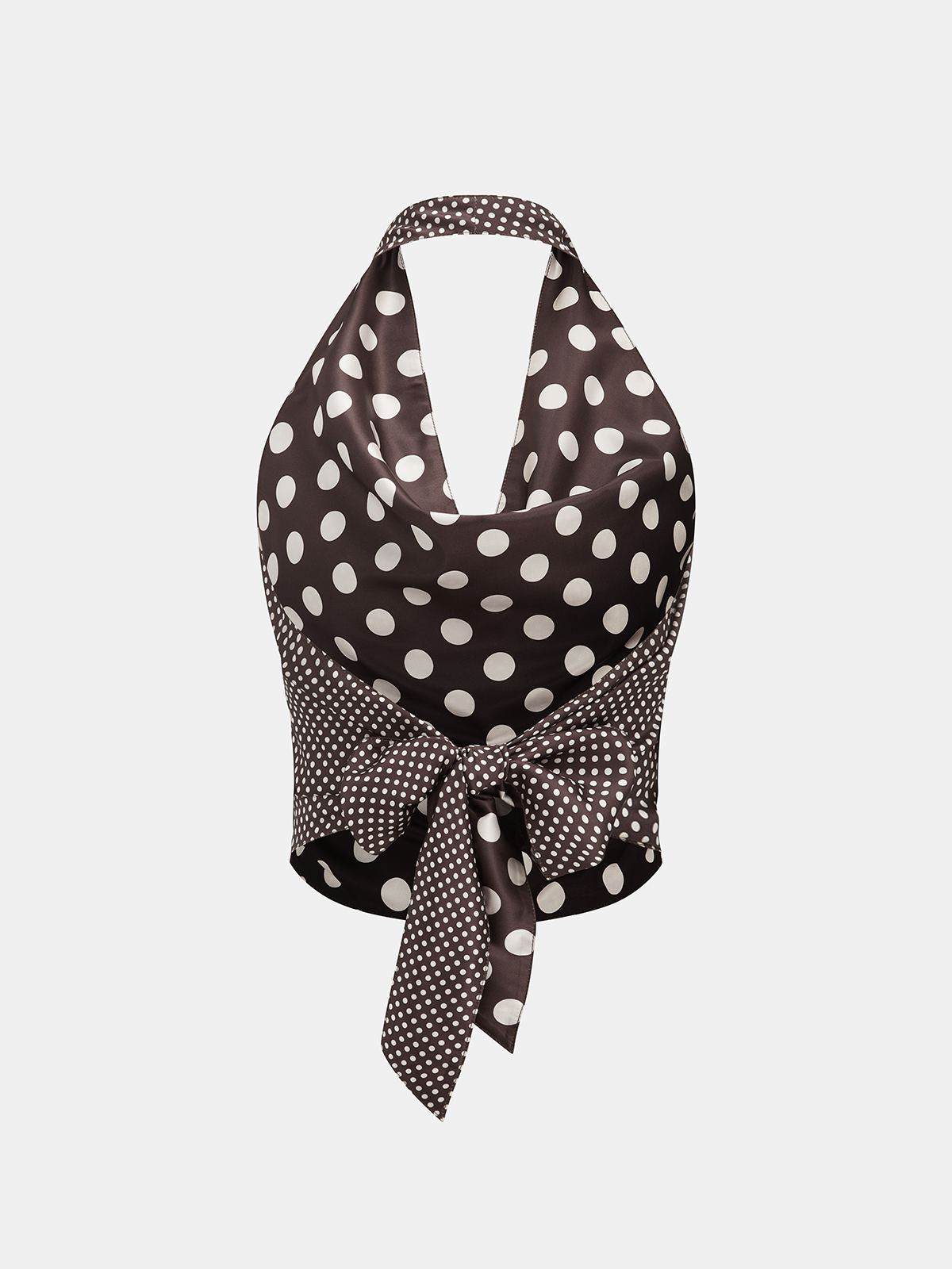 Polka Dot Backless Halter Satin Top Women's Fashion Trendy Style