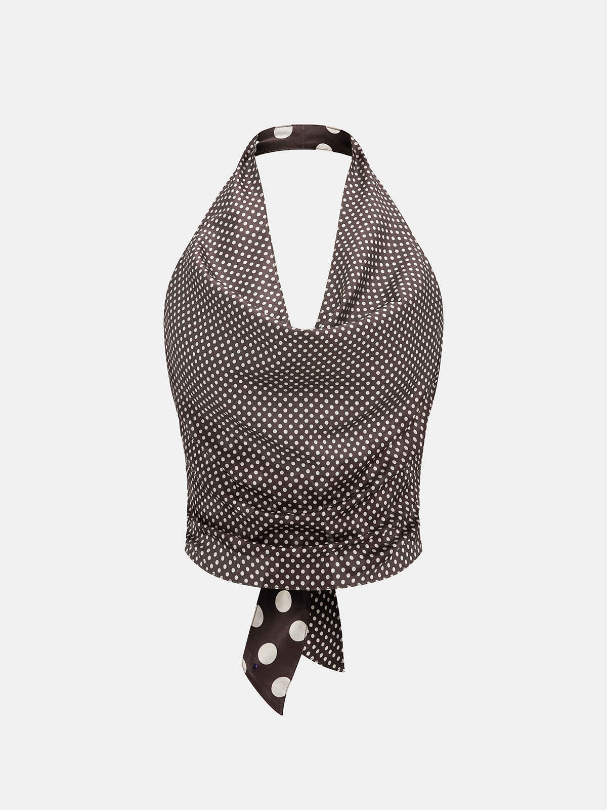 Polka Dot Backless Halter Satin Top Women's Fashion Trendy Style