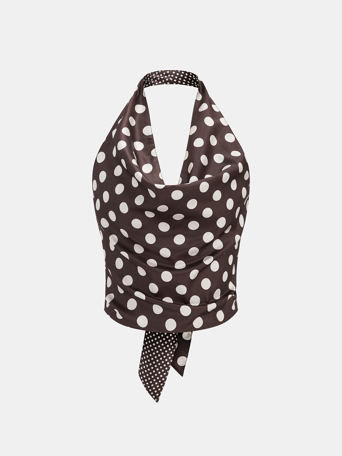 Polka Dot Backless Halter Satin Top Women's Fashion Trendy Style