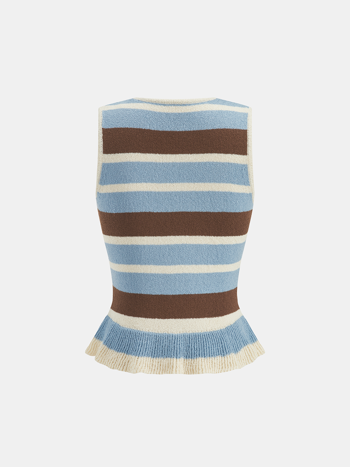 Striped Ruffle Hem Sleeveless Knit Top Women's Casual Summer Wear