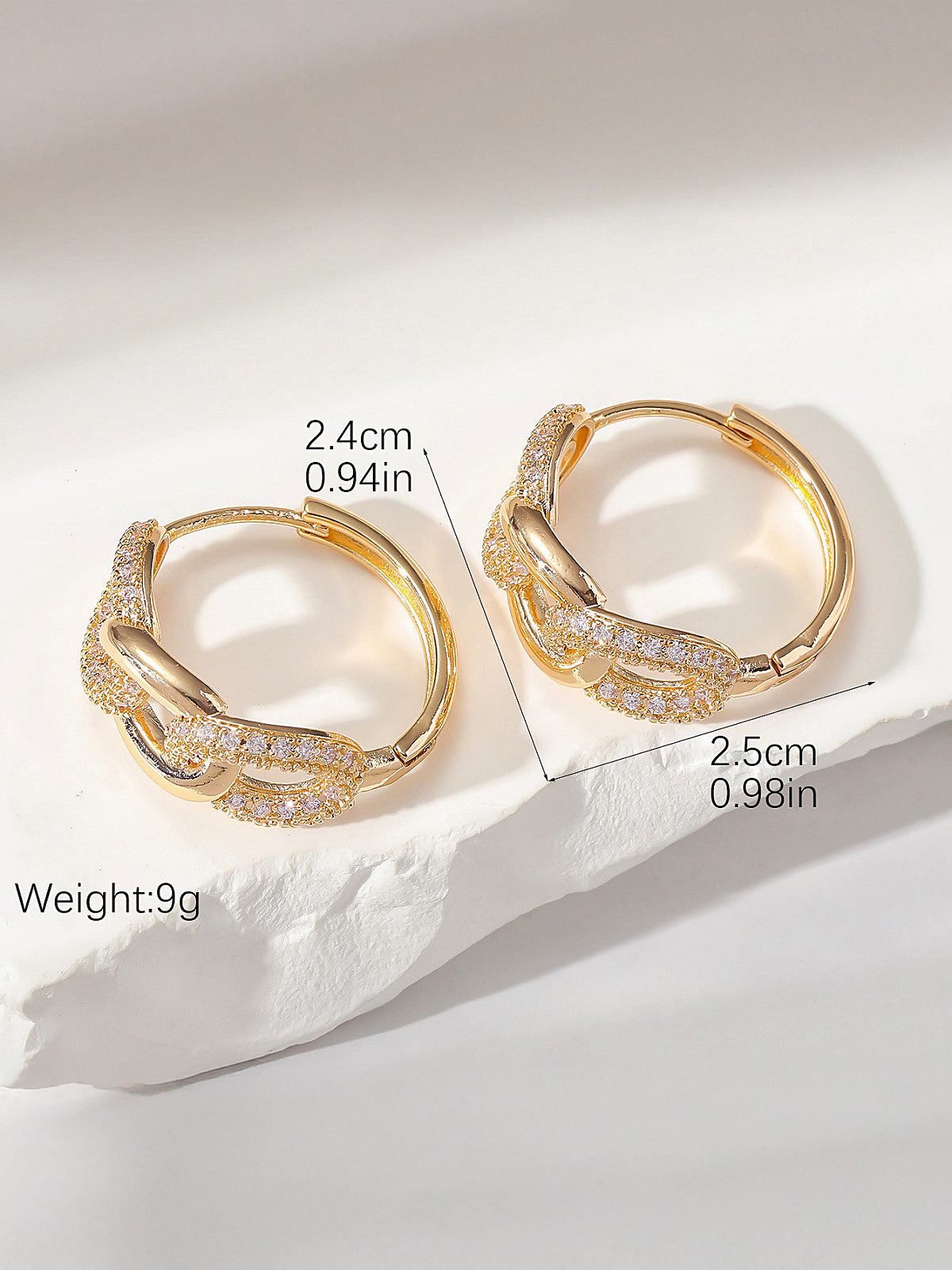 Interlocking Linked Zircon Hoop Earrings for Women in Sterling Silver