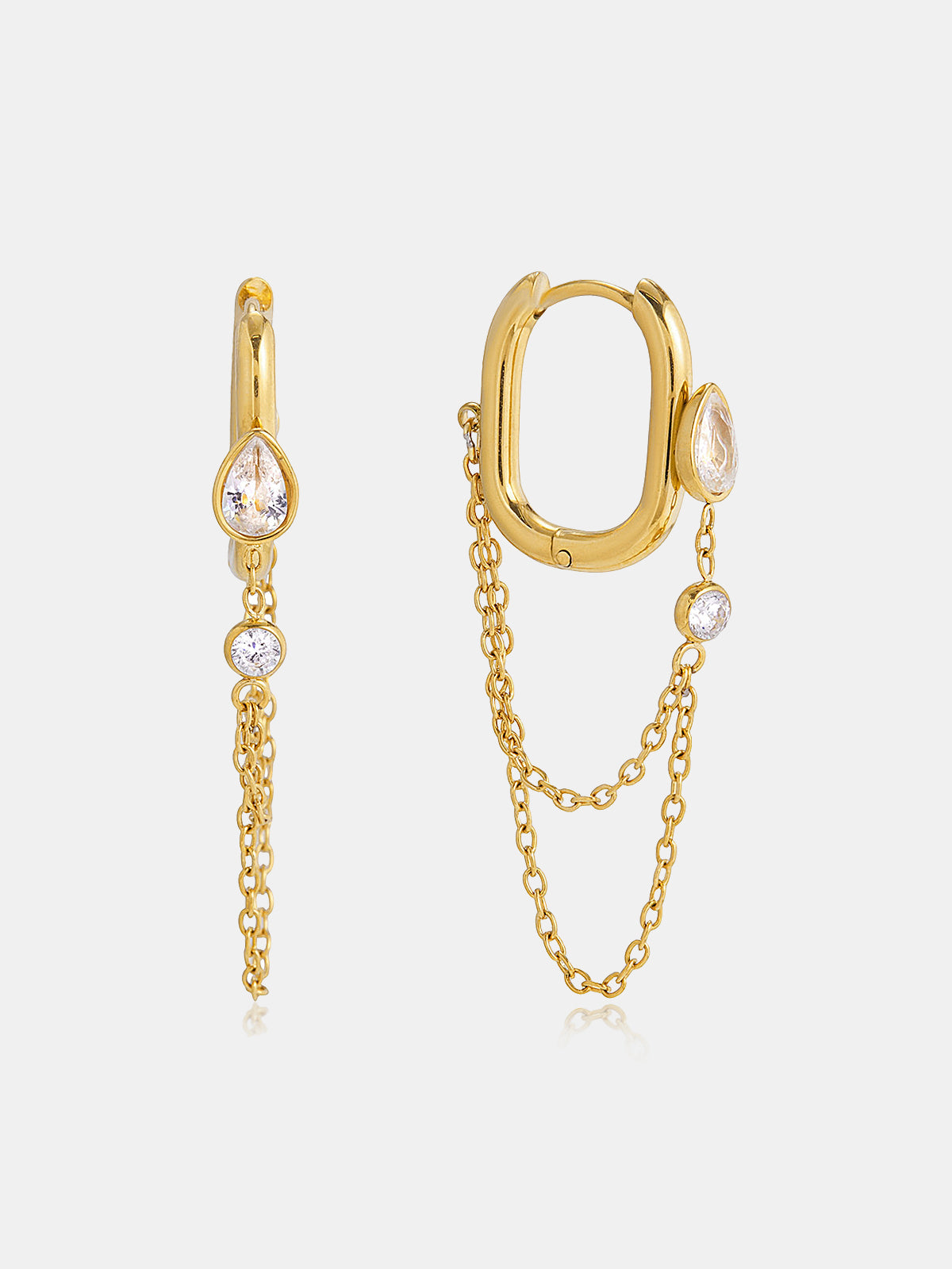 Chain Tassel Teardrop Crystal Hoop Earring Elegant Bridal Wedding Accessories