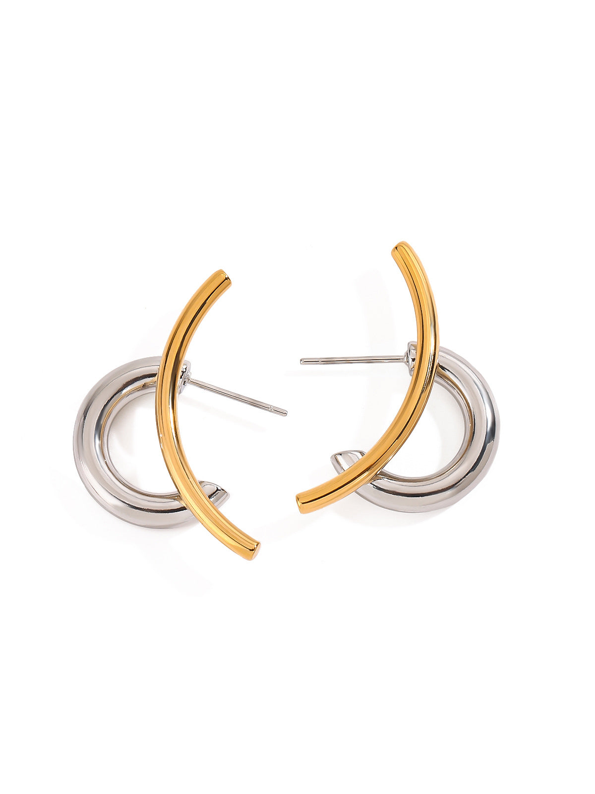 Two-Tone Intertwined Open Hoop Earrings Elegant Fashion Jewelry for Women