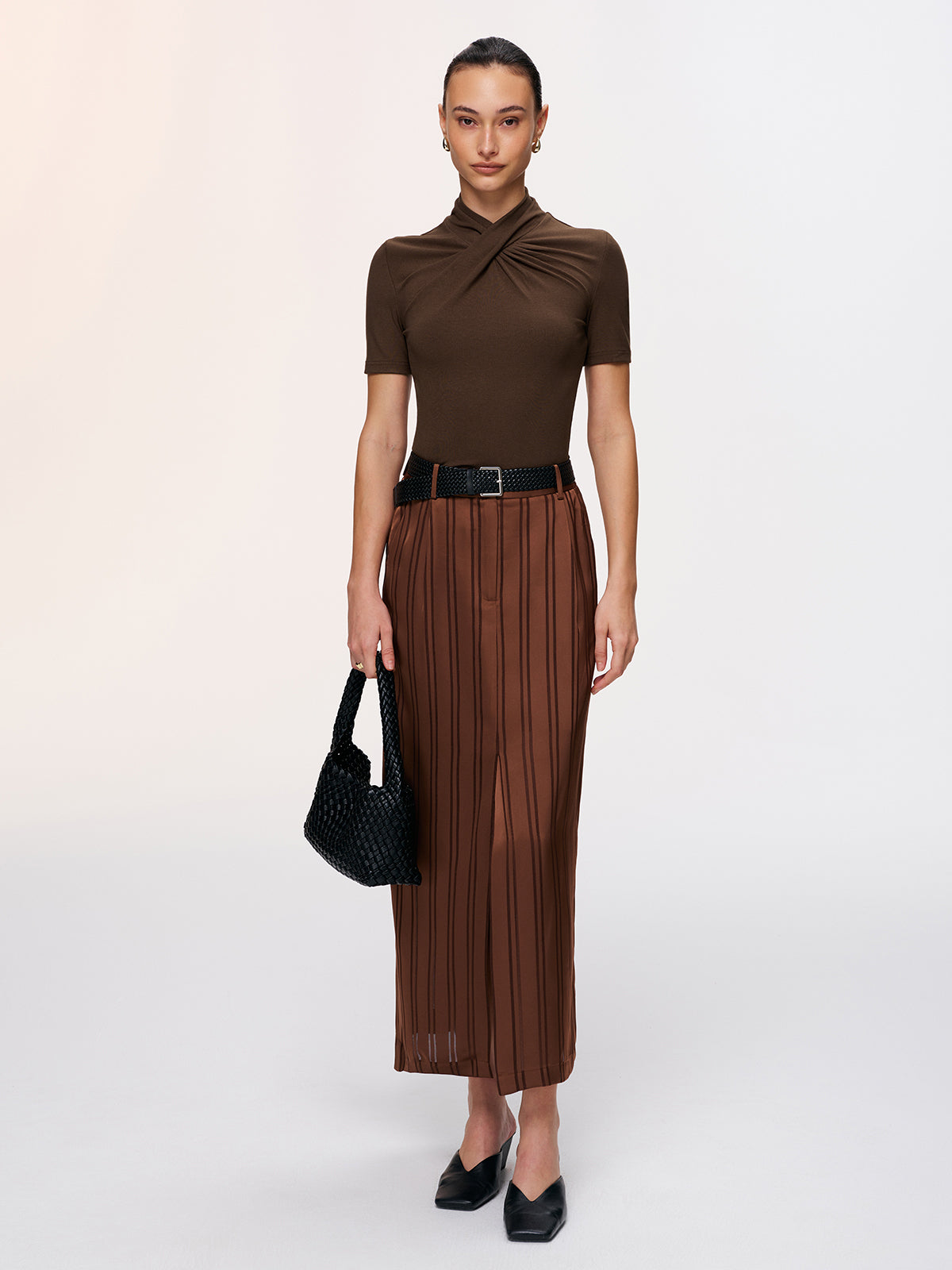 Twist-Front Short-Sleeve Top for Women Casual Wear