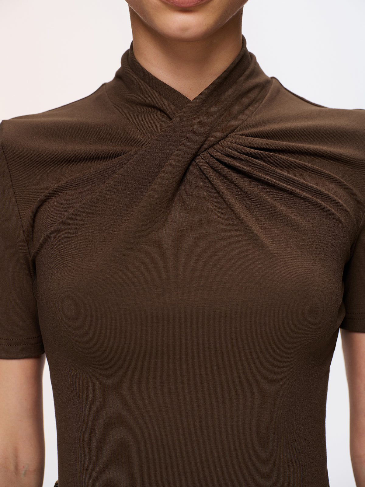 Twist-Front Short-Sleeve Top for Women Casual Wear