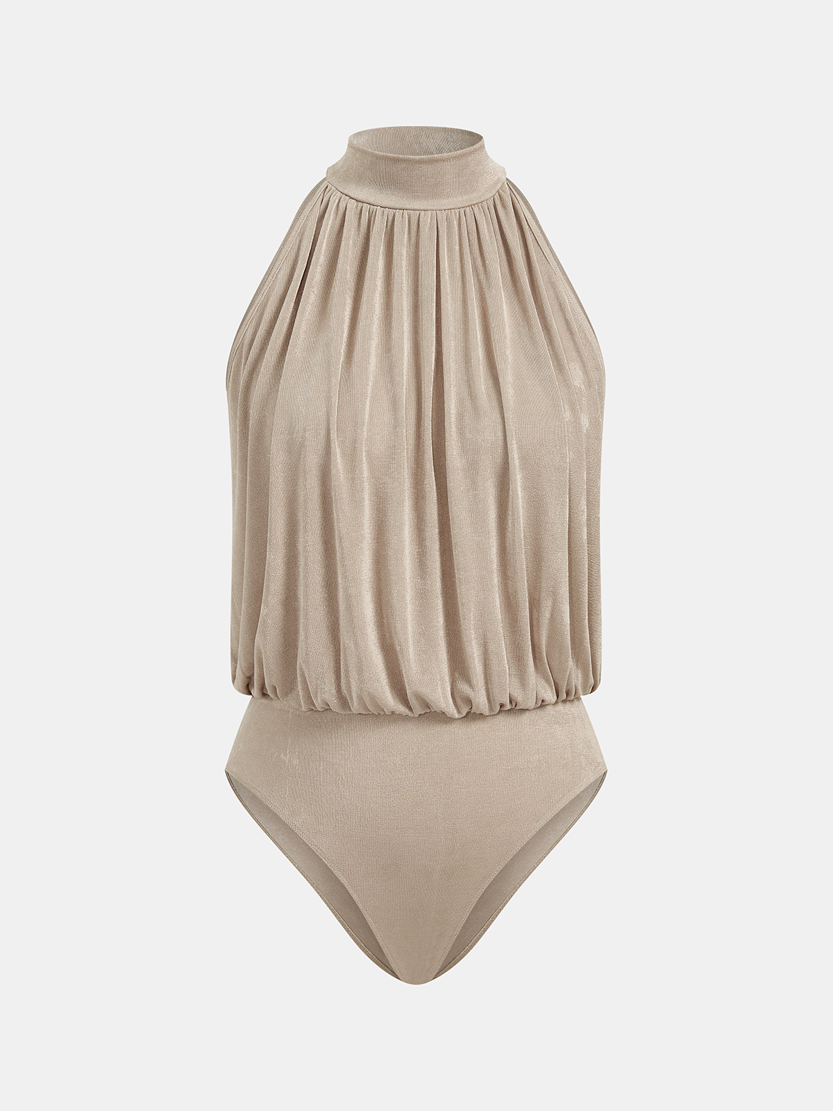 Mock Neck Sleeveless Ruched Bodysuit for Women Comfort Fit