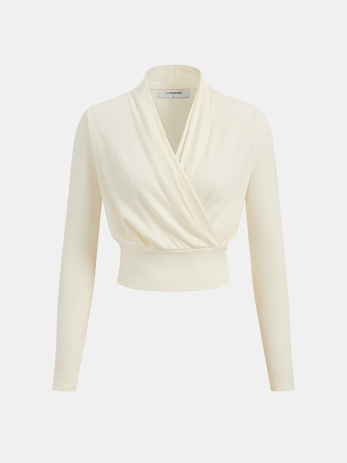 Wool-Blend Wrap Cinched Waist Top - Women's Stylish Winter Fashion