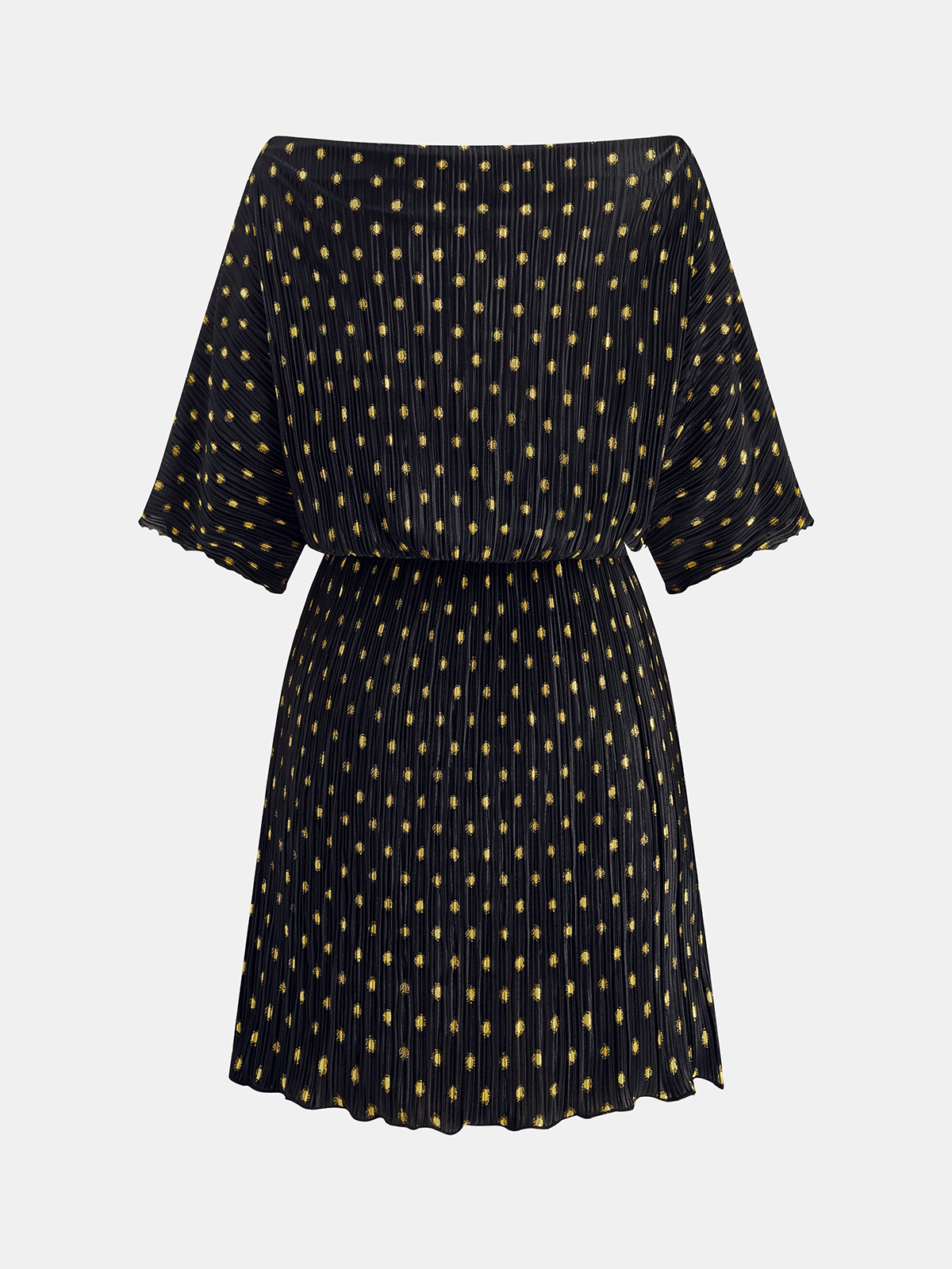 Off-Shoulder Polka Dot Pleated Mini Dress for Women Summer Casual Party