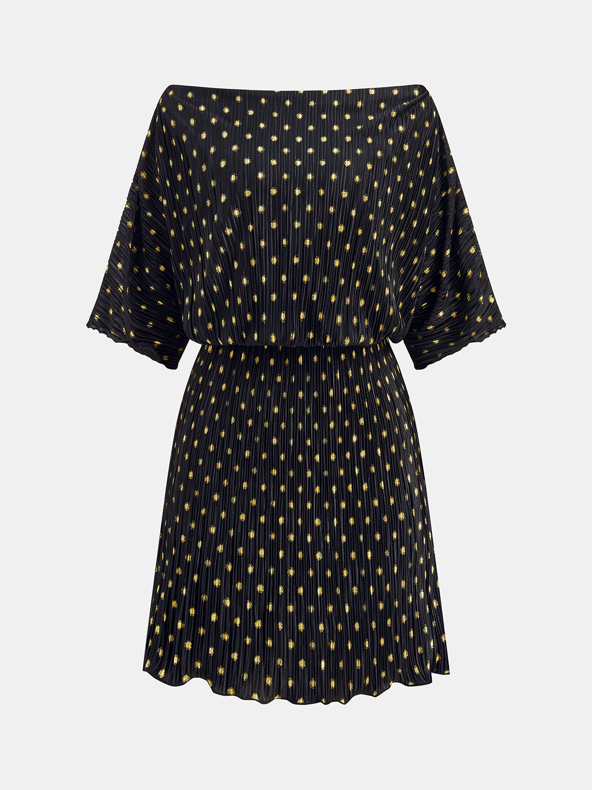 Off-Shoulder Polka Dot Pleated Mini Dress for Women Summer Casual Party