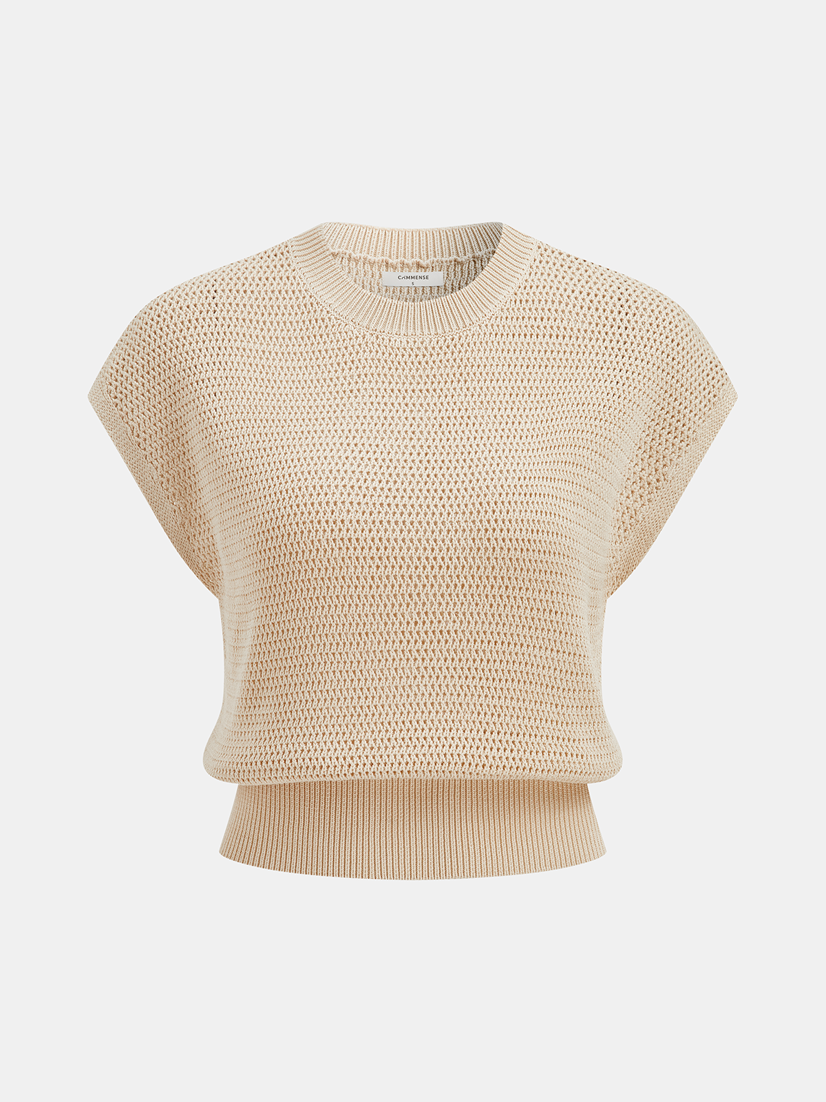 Open-Knit Cap Sleeve Sweater Top for Women, Lightweight Summer Pullover