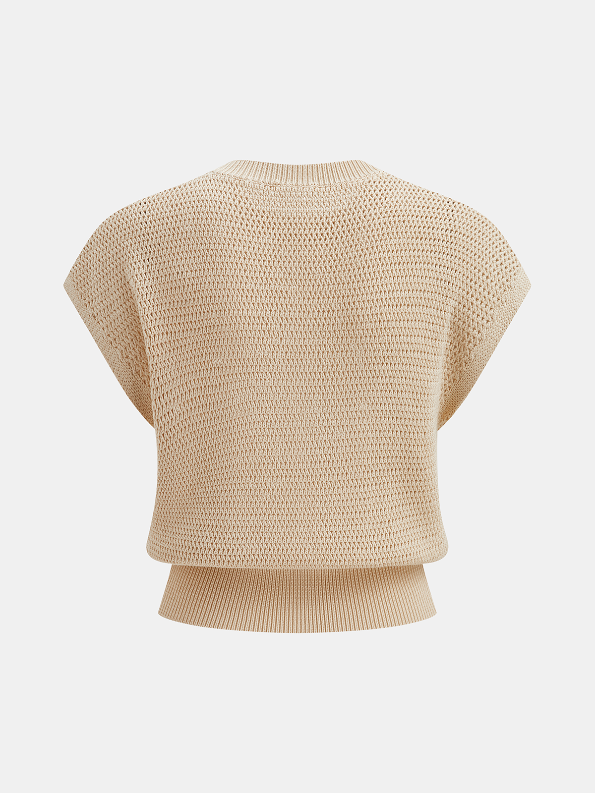 Open-Knit Cap Sleeve Sweater Top for Women, Lightweight Summer Pullover