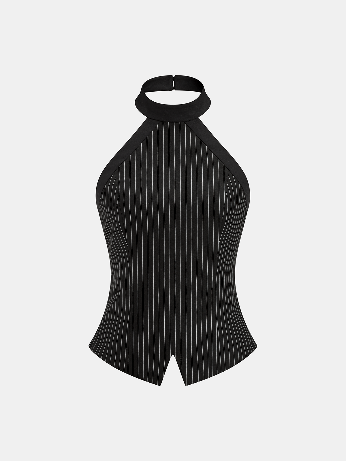 Pinstripe Halter Top & Wide Leg Pants Set for Women's Elegant Outfits
