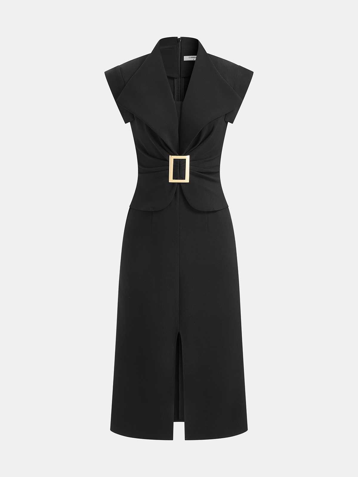 Sleeveless Buckle Split Midi Bodycon Dress for Women Casual Party