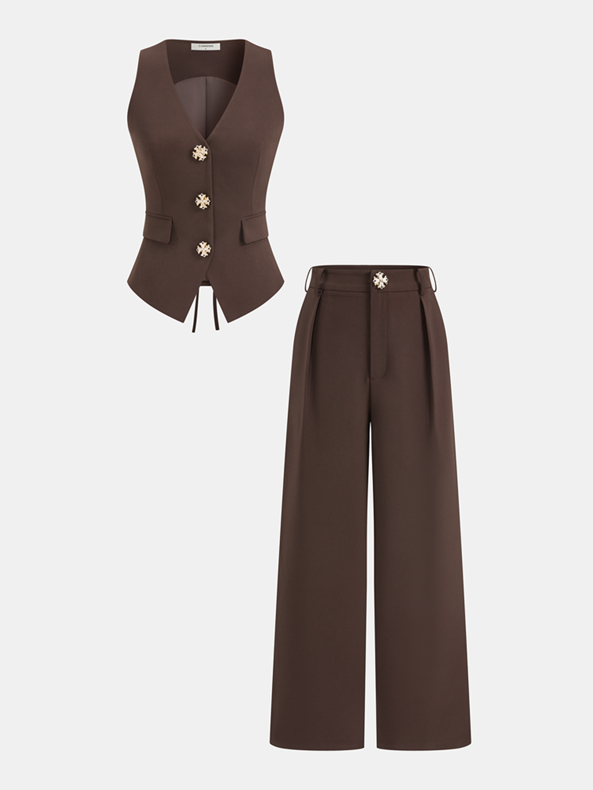 Sleeveless Vest & Wide Leg Pants Set Casual Comfort Outfit