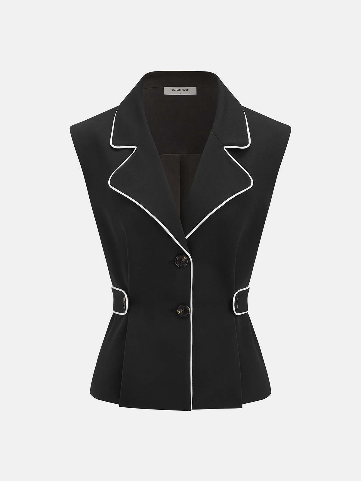 Contrast Trim Blazer Vest & Pants Set - Casual Women's Formal Wear