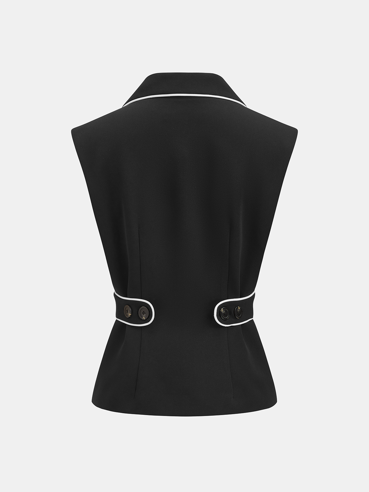 Contrast Trim Blazer Vest & Pants Set - Casual Women's Formal Wear