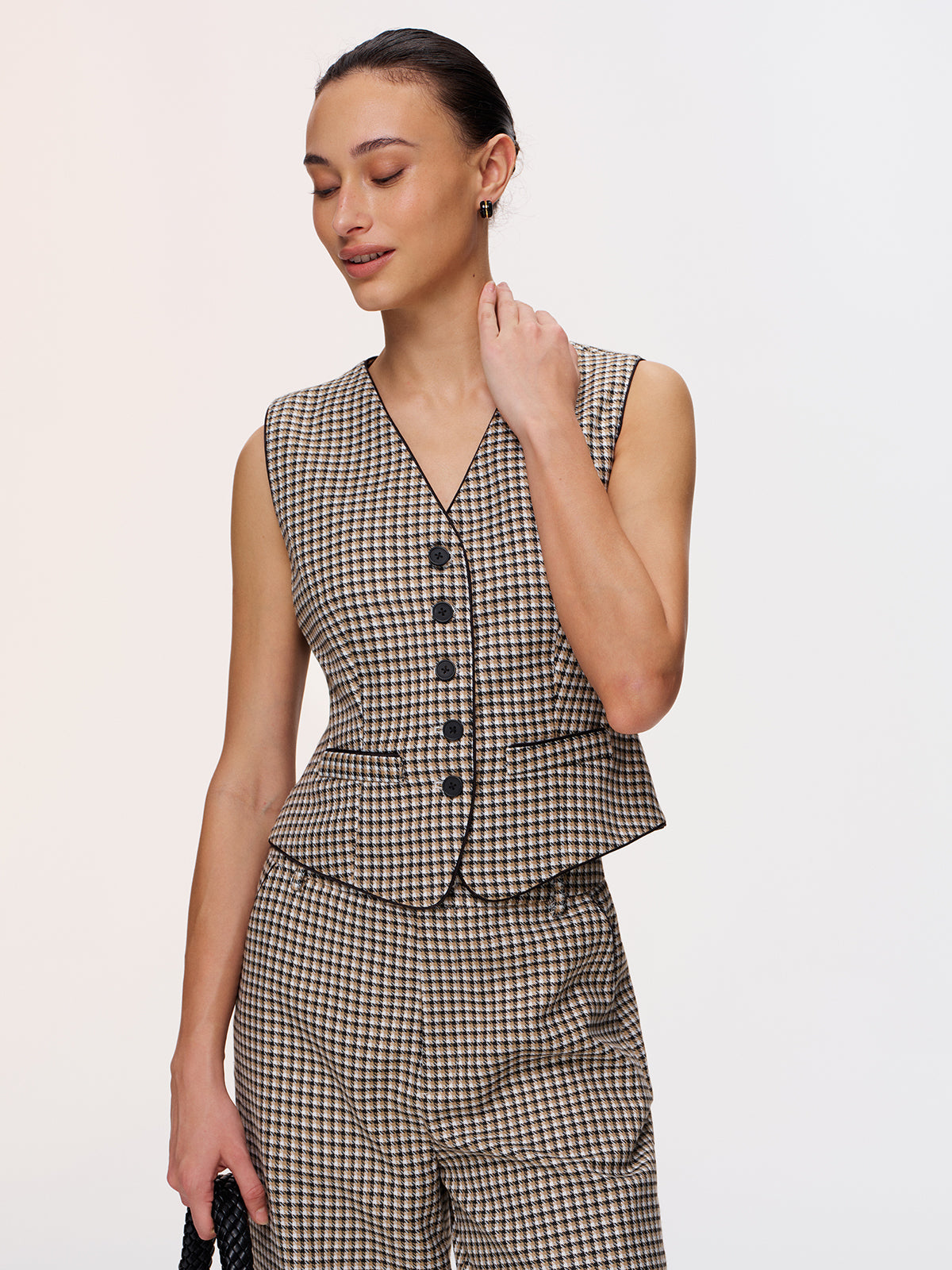 Plaid Vest & Wide Leg Pants Set for Women Trendy Casual Outfit