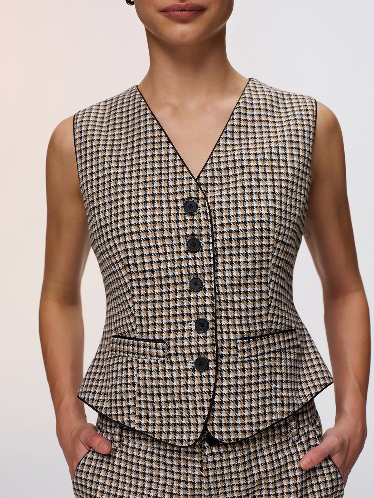 Plaid Vest & Wide Leg Pants Set for Women Trendy Casual Outfit