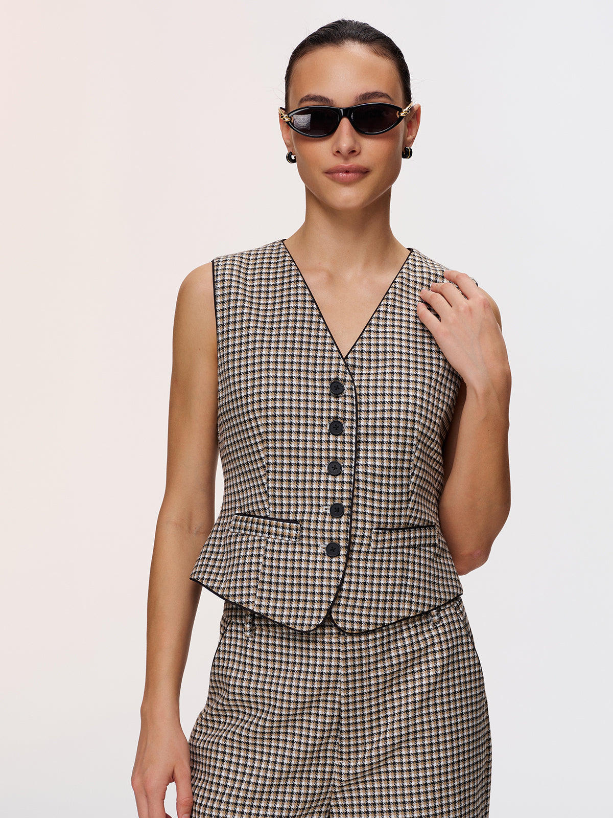 Plaid Vest & Wide Leg Pants Set for Women Trendy Casual Outfit