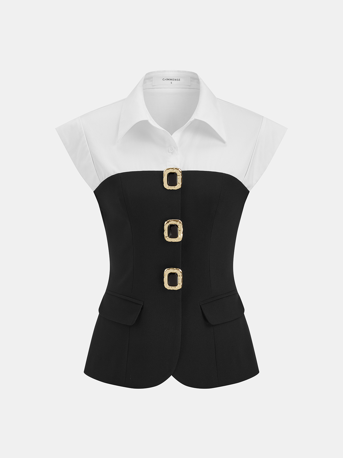 Color Block Sleeveless Collared Blouse | Trendy Summer Fashion Top