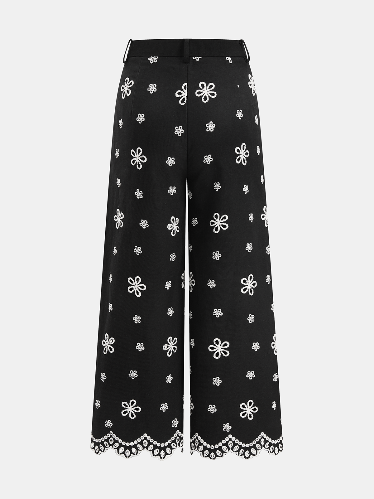 Embroidered Floral Cotton Top & Pants Set for Women Spring Outfit