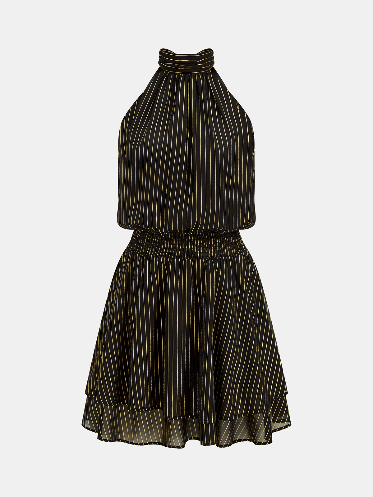 Halter Striped Smocked Layered Mini Dress for Women, Summer Casual Outfit