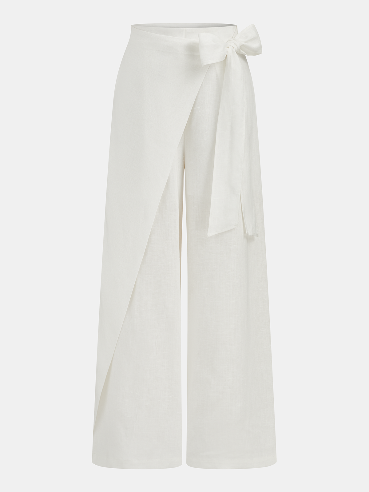 Bow Tie Wrap Linen Wide Leg Pants High Waist Casual Comfort