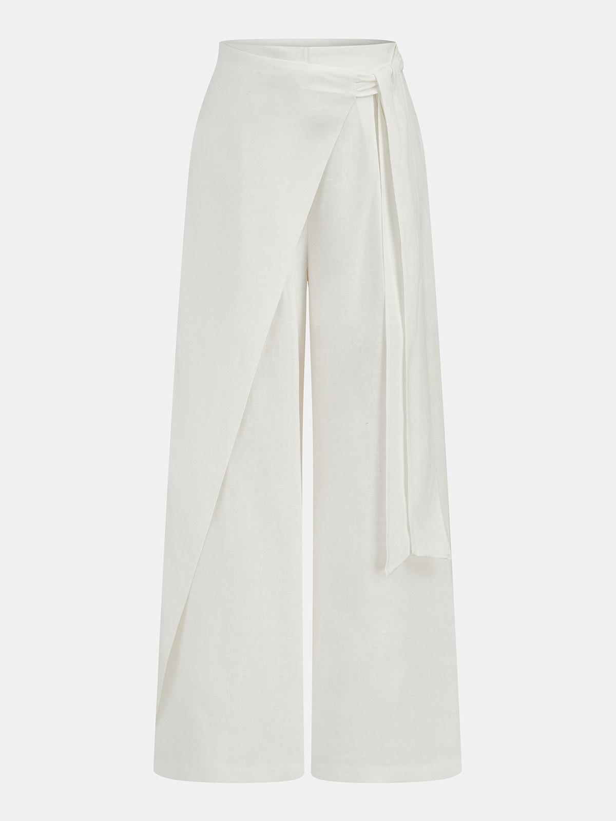 Bow Tie Wrap Linen Wide Leg Pants High Waist Casual Comfort