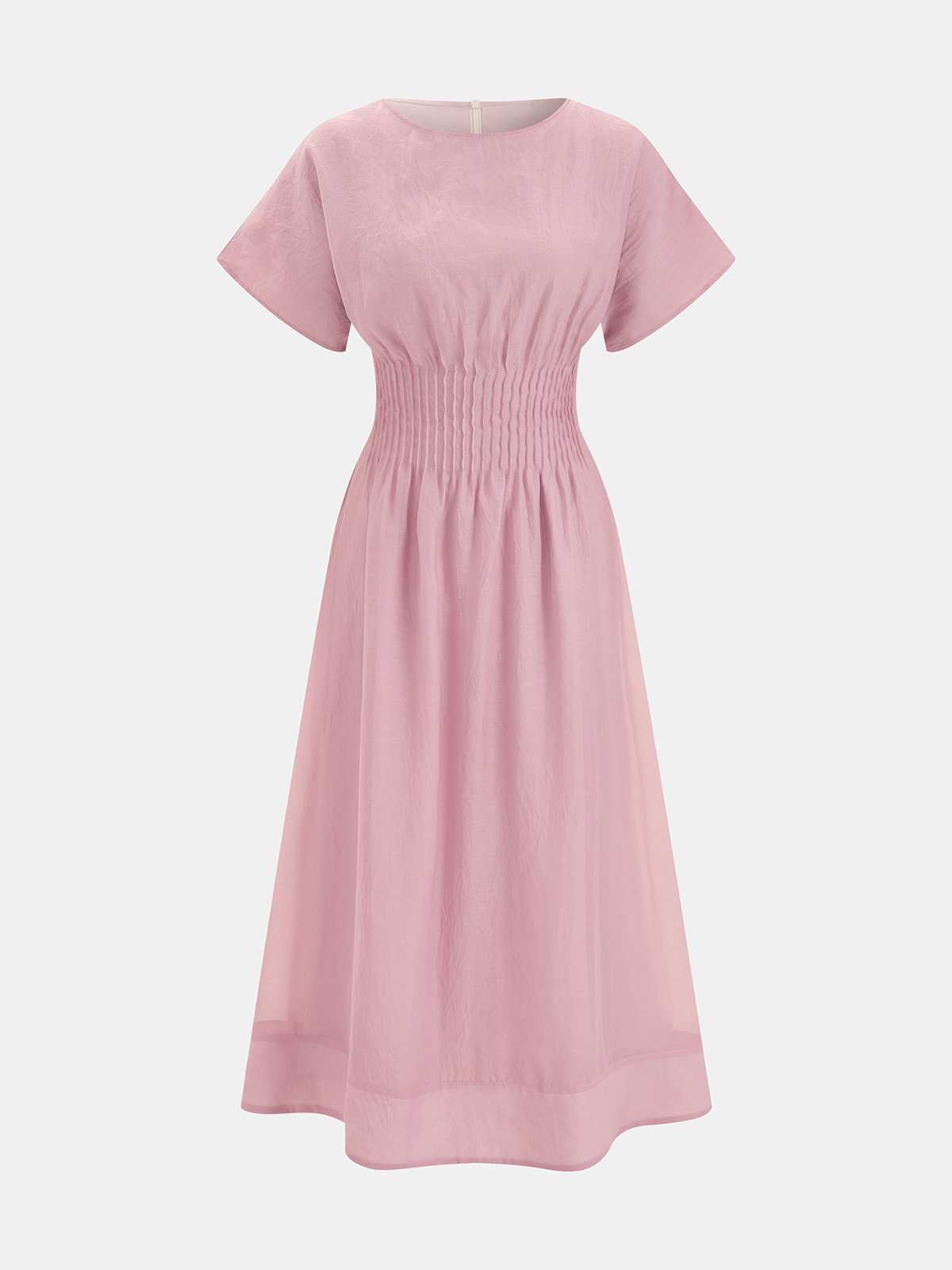 Short Sleeve Smocked Waist Midi Dress for Women Casual Spring Wear