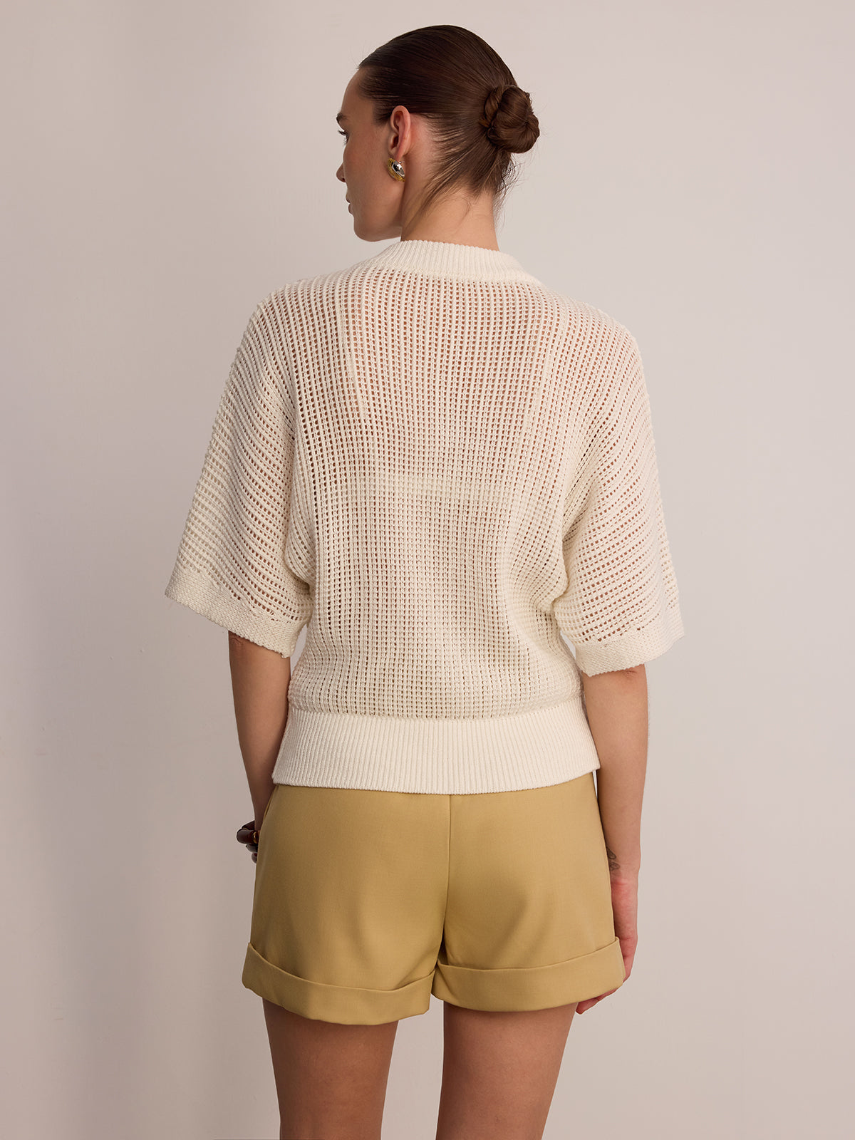 Metal Button Openwork Knit Cardigan - Cozy Winter Women's Fashion Sweater