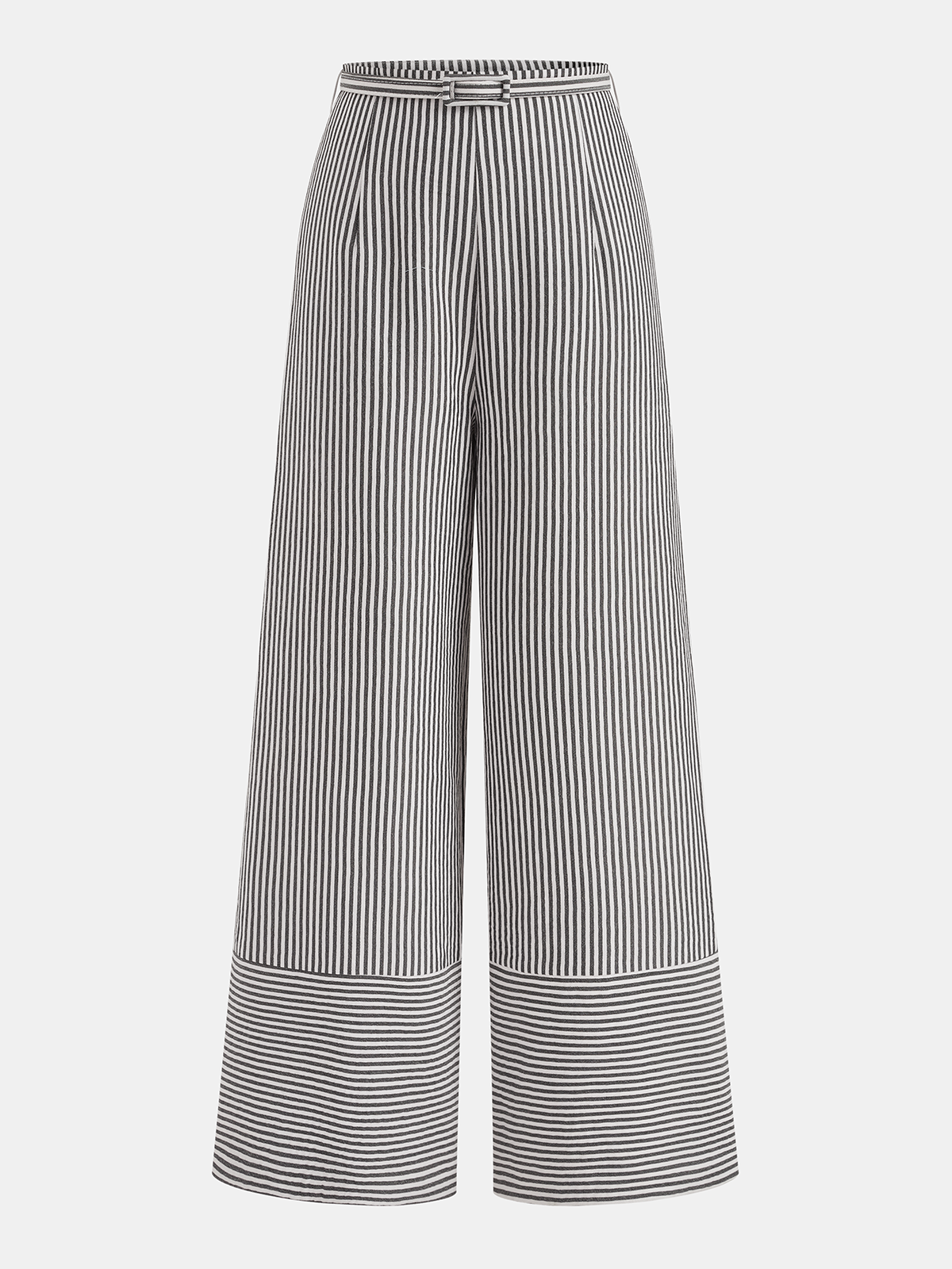 Belted Striped Wide-Leg Pants for Women Comfort Fit