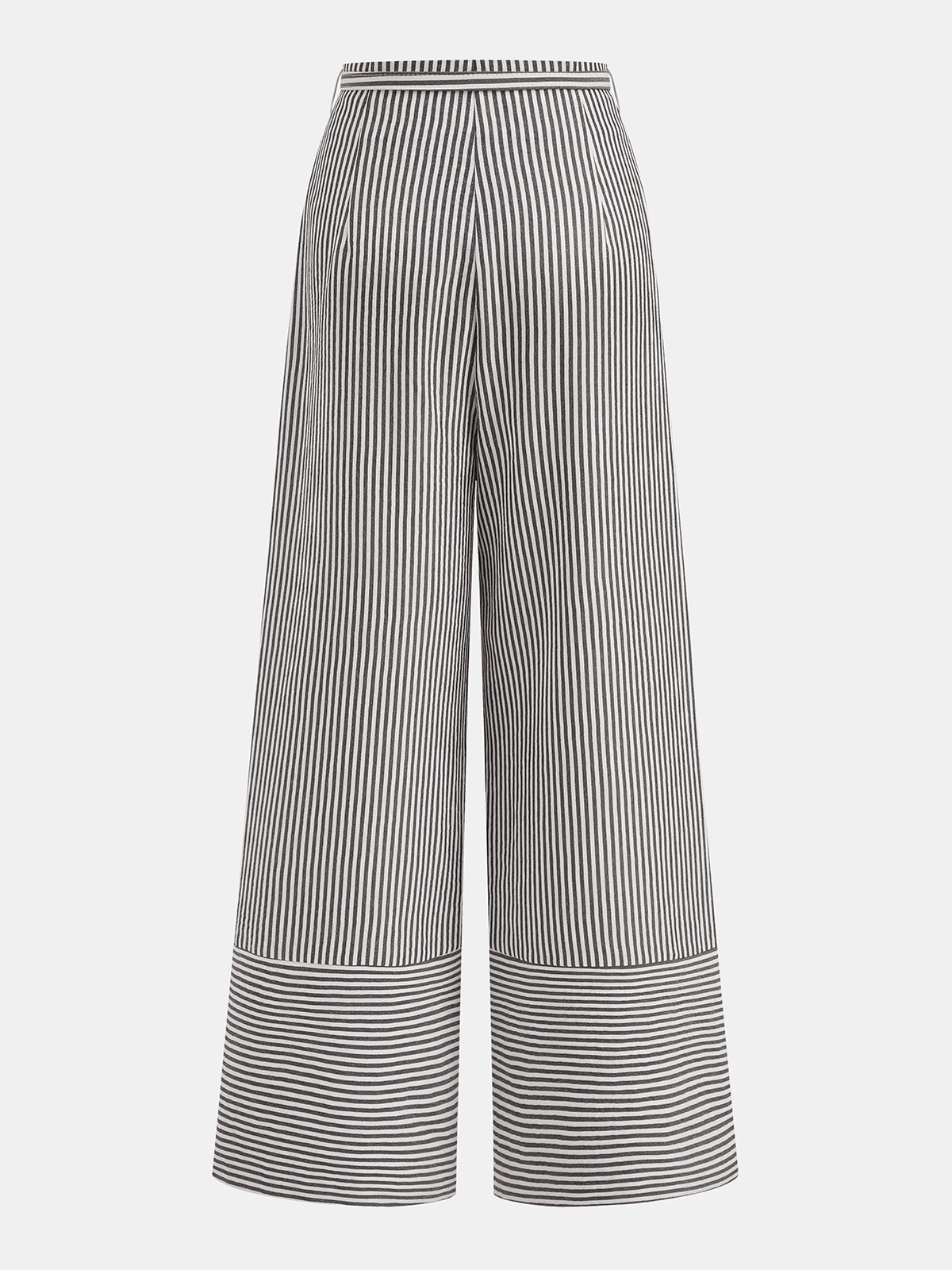 Belted Striped Wide-Leg Pants for Women Comfort Fit