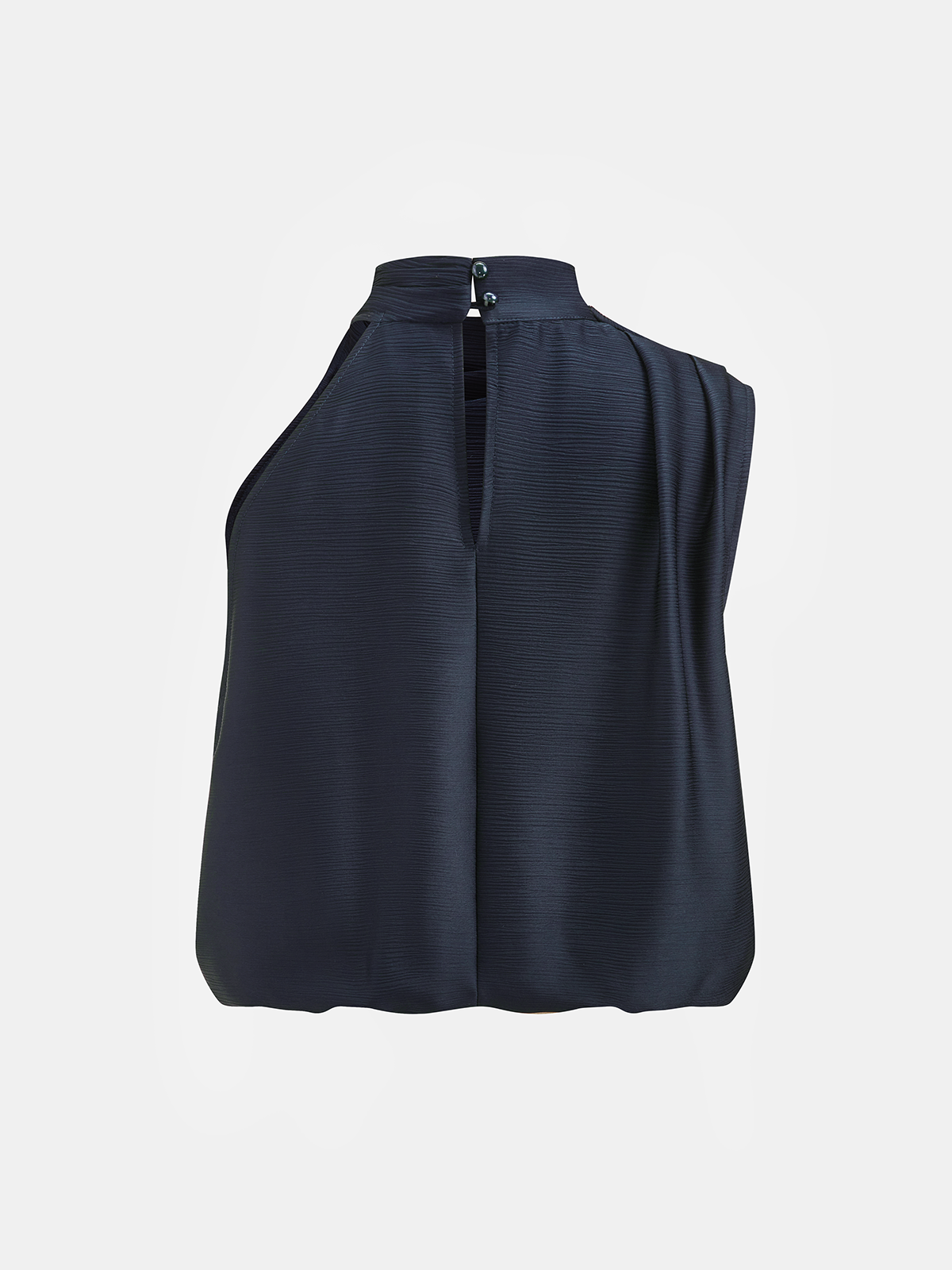 Satin Draped High Neck Sleeveless Top for Elegant Evening Wear