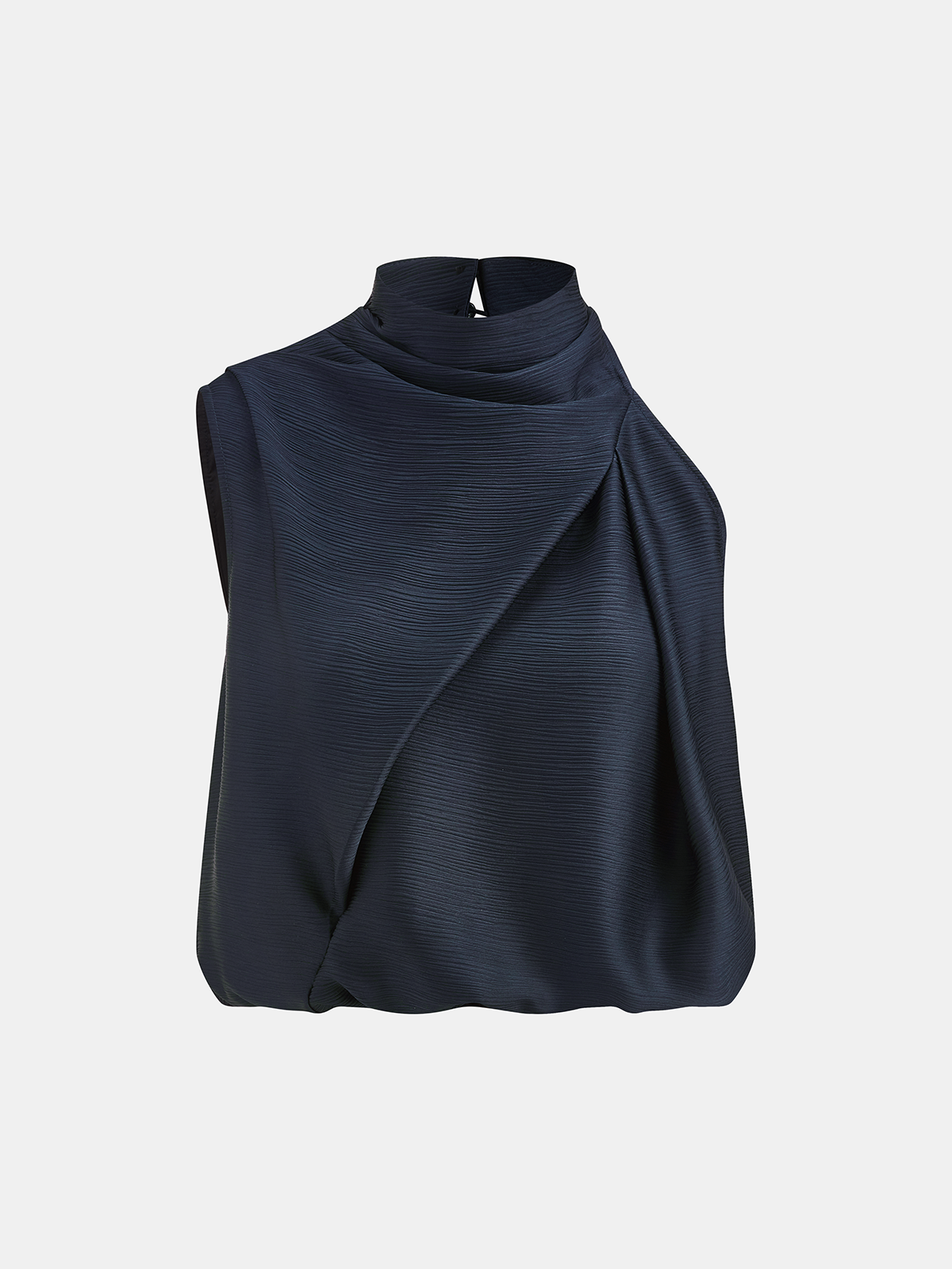 Satin Draped High Neck Sleeveless Top for Elegant Evening Wear