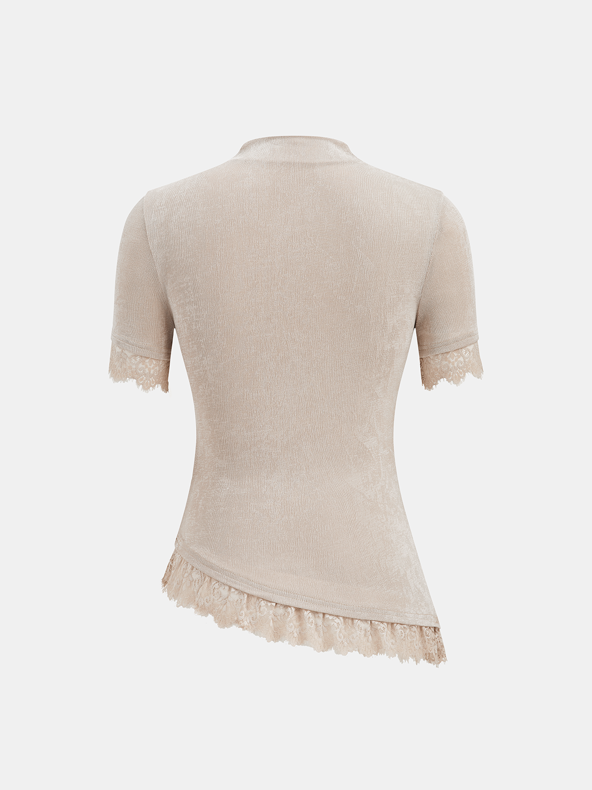 Mock Neck Ruched Lace Trim Top for Women Elegant Design