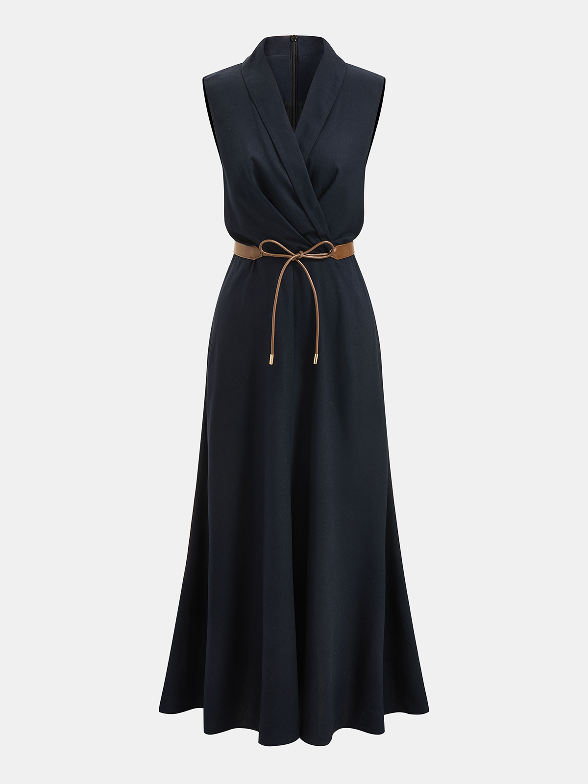 Belted Sleeveless Wrap Maxi Dress for Women Elegant Flowy