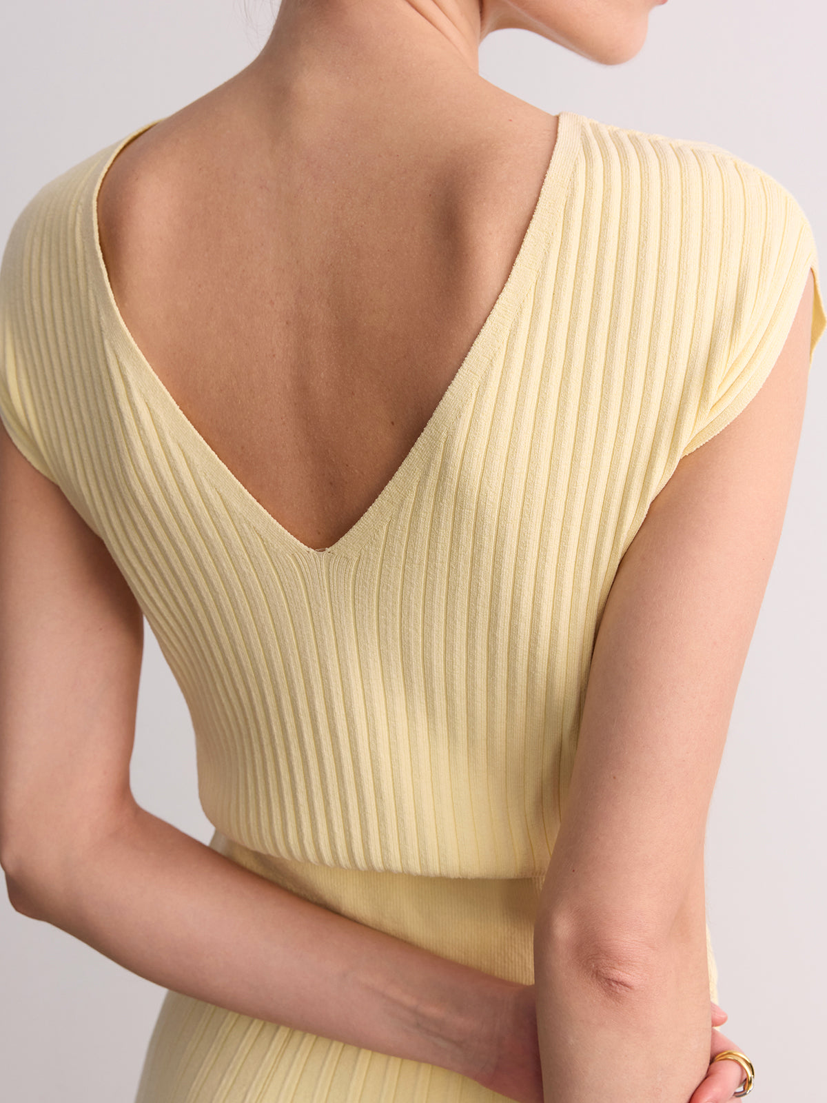 Cap Sleeve Ribbed Knit Top for Women Casual Wear
