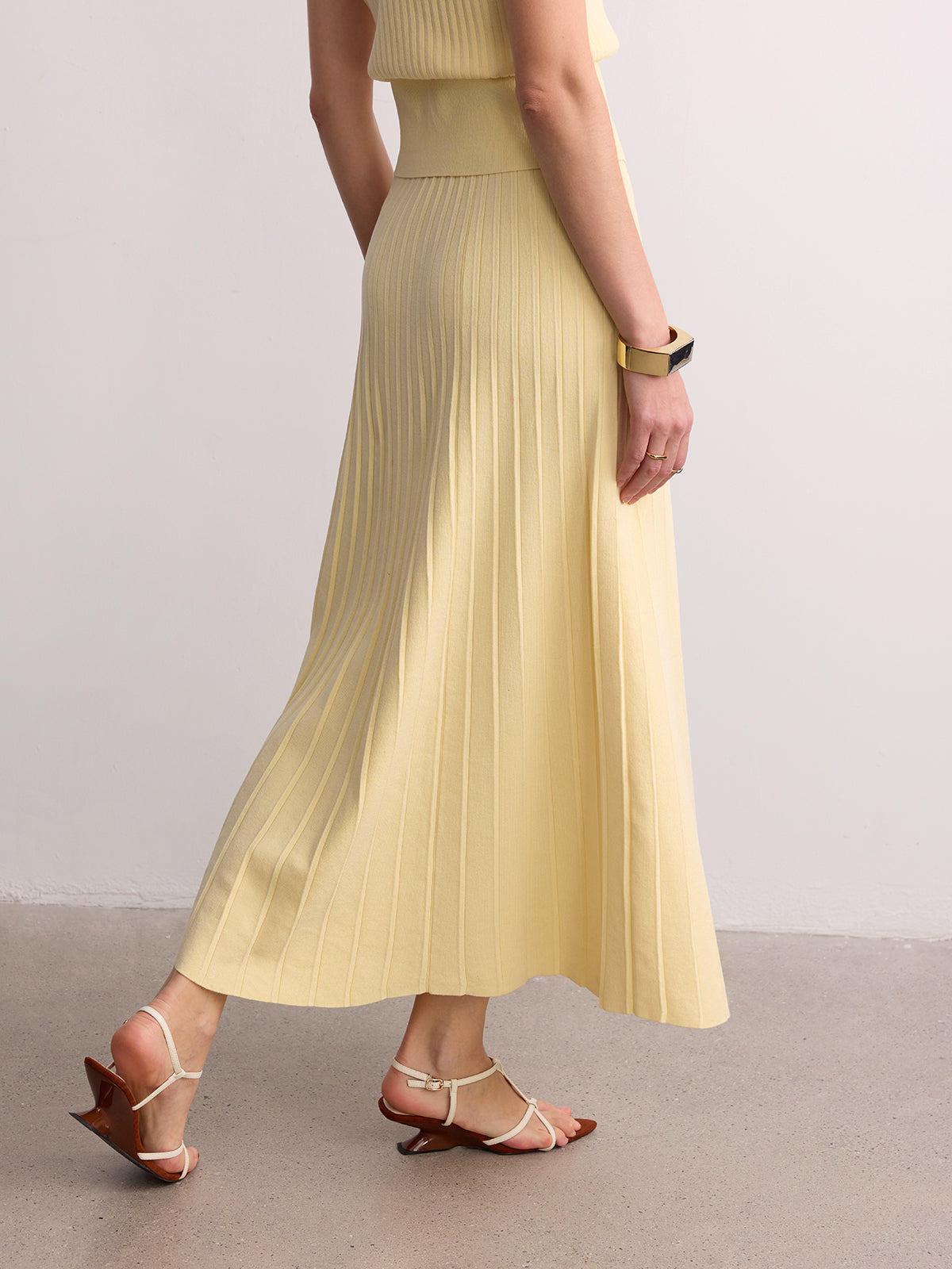 Ribbed Knit Maxi Skirt Comfortable Stretch Fit Long Length