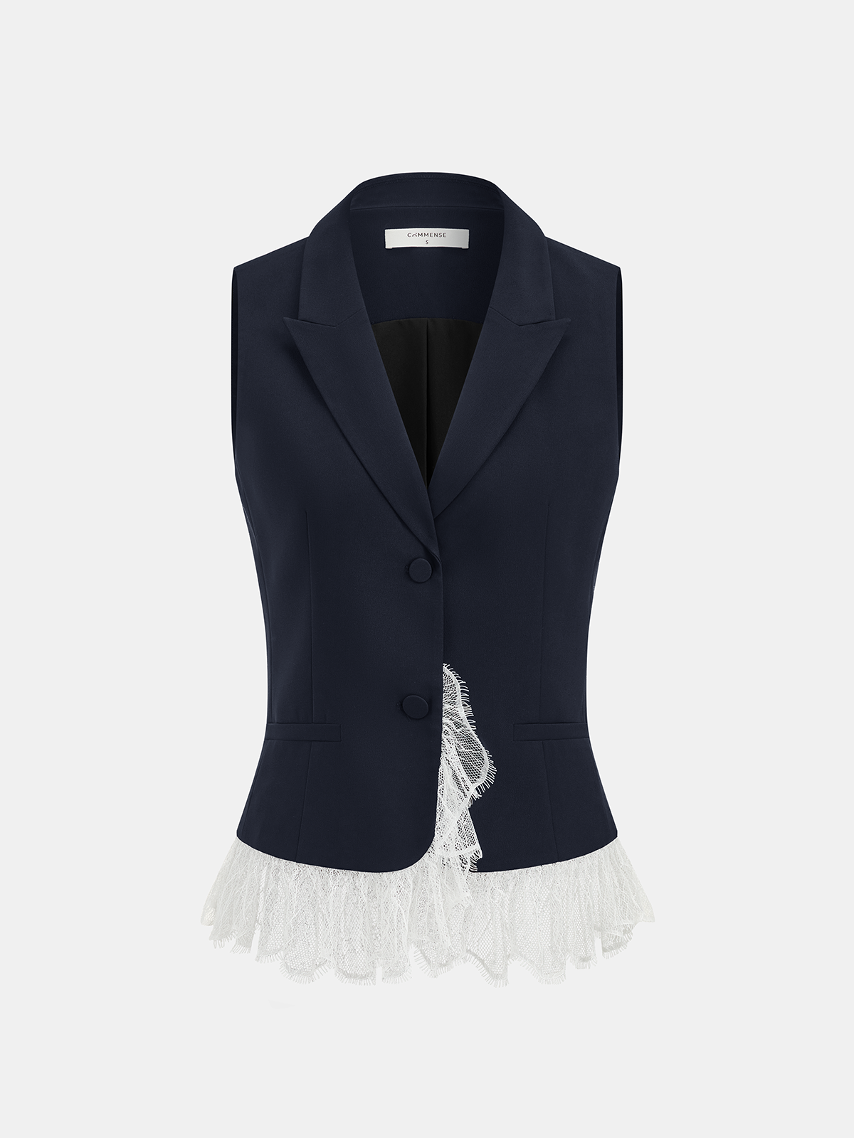 Lace Trim Blazer Vest & Shorts Set for Women's Formal Wear