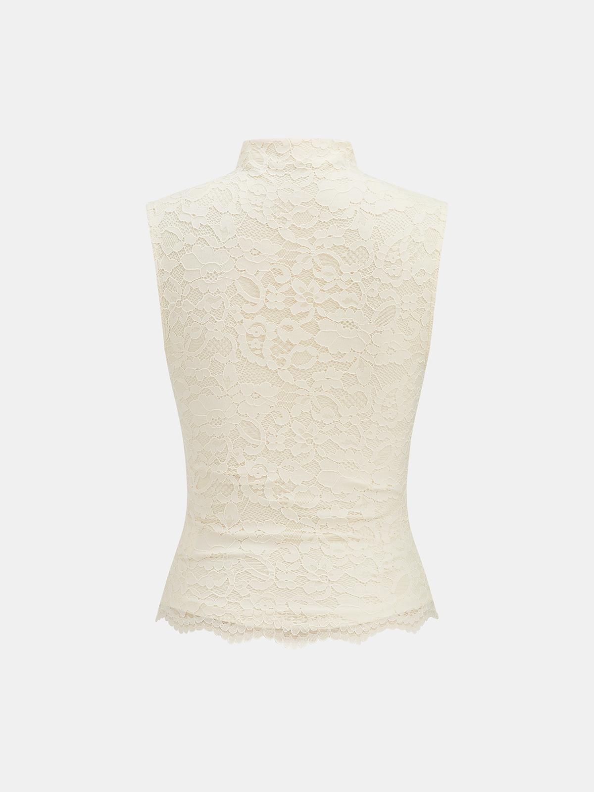 Ruched High Neck Lace Sleeveless Blouse Elegant Women's Top for Evening