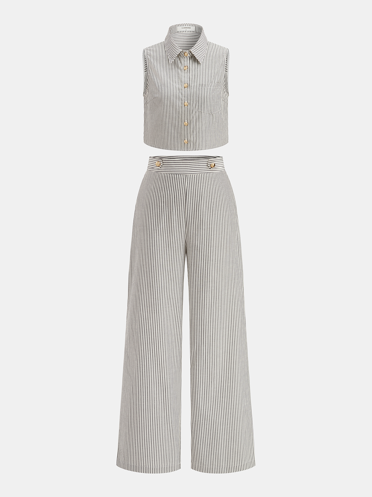 Striped Sleeveless Top & Pants Set for Casual Summer Wear