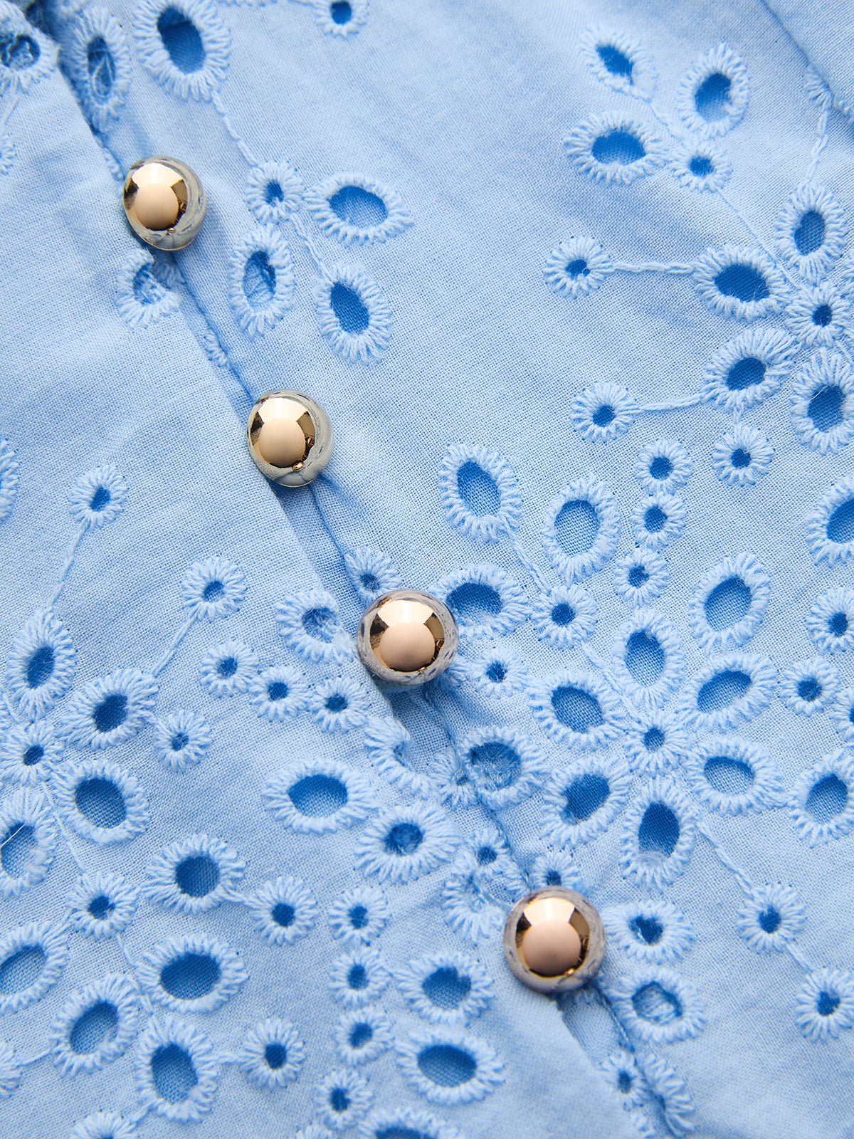 Cotton Sleeveless Embroidered Eyelet Dress with Deep V Neck for Summer Weddings
