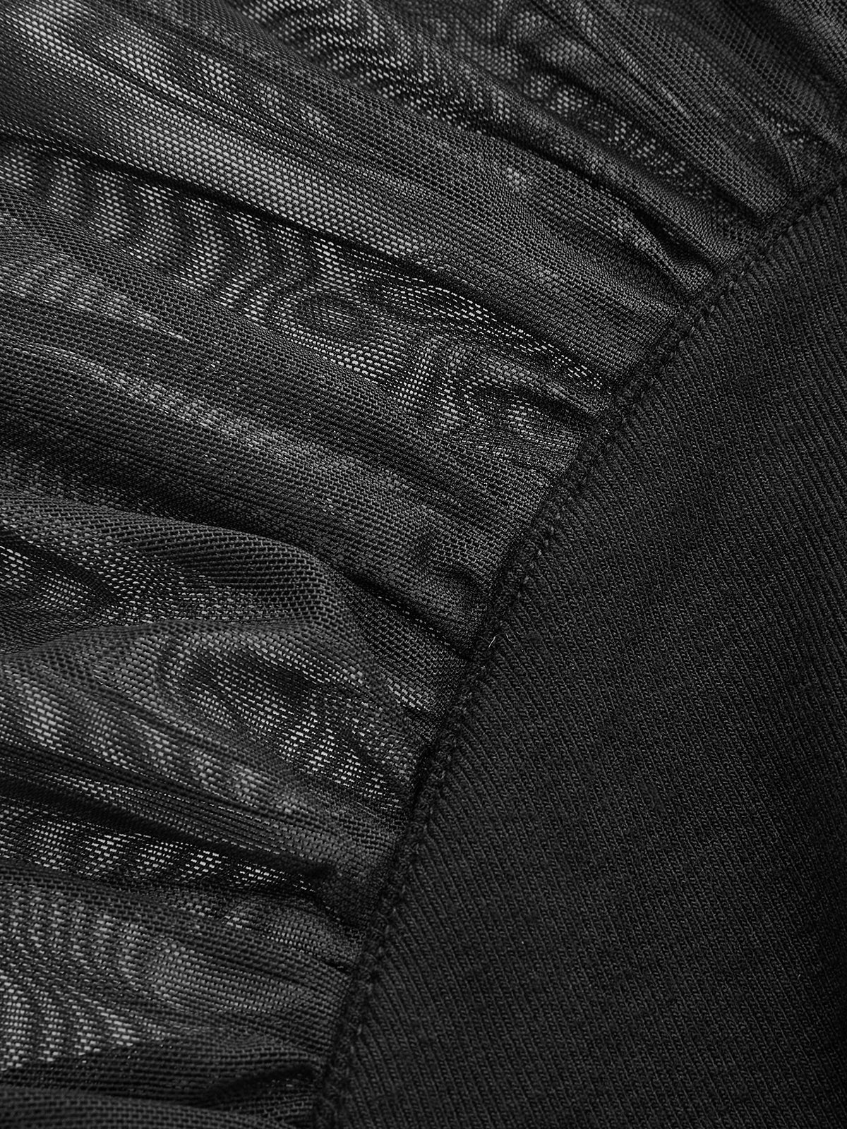 Mock Neck Mesh Sleeve Knit Top with Stretch Fit Fabric