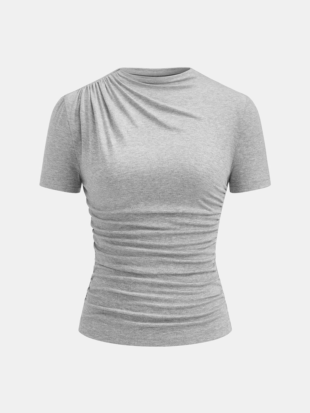 Ruched Fitted Short Sleeve Top Casual Everyday Wear