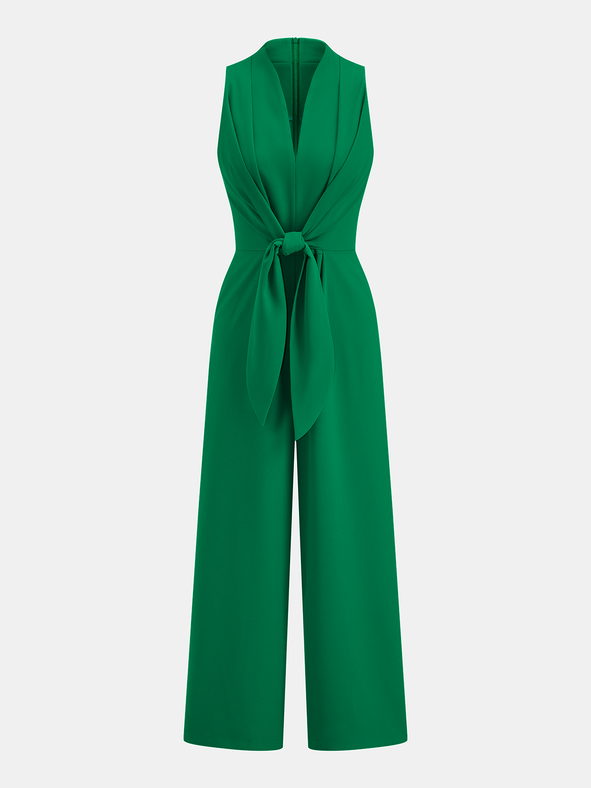 Sleeveless V-Neck Tie Waist Wide-Leg Jumpsuit for Women, Stylish Chic Comfortable