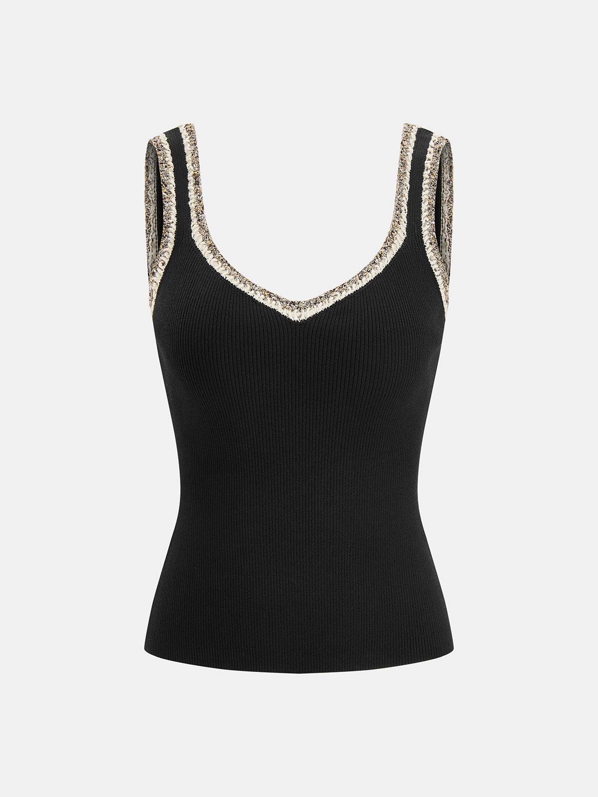 Contrast Trim Ribbed Knit Sleeveless Tank Top Essentials