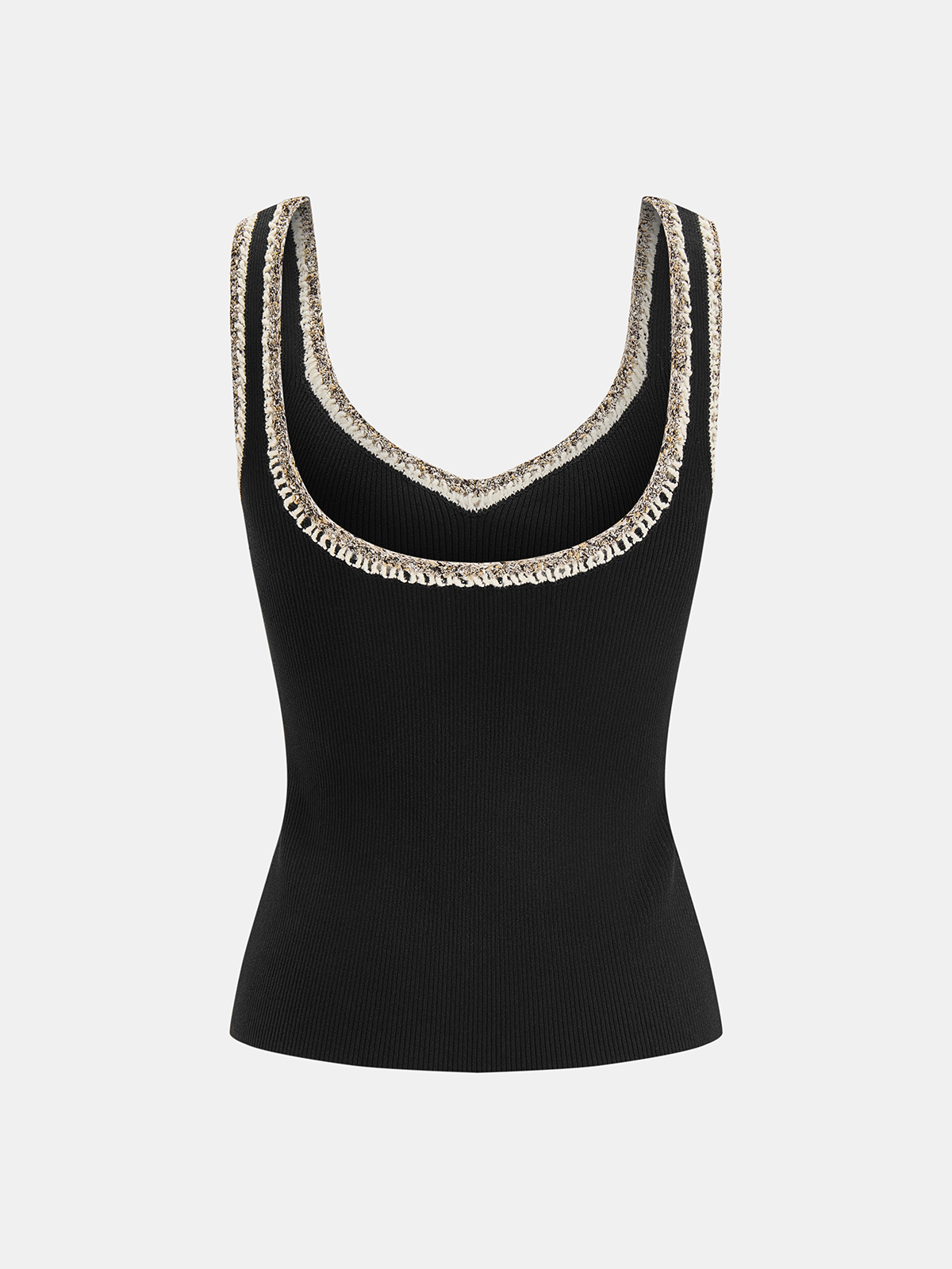 Contrast Trim Ribbed Knit Sleeveless Tank Top Essentials